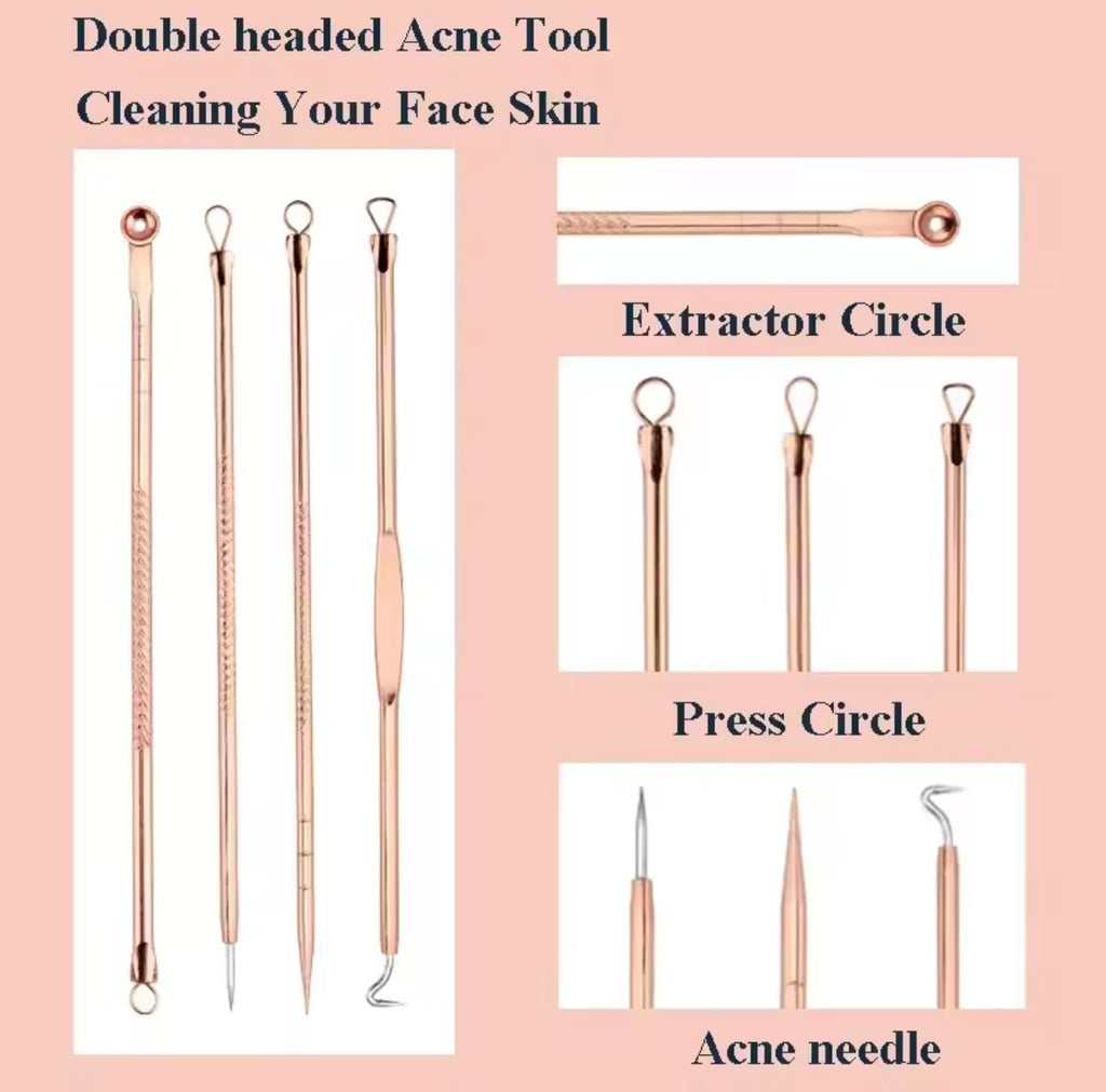 4pc/set Acne Blemish Remover Blackhead Extractor Ultra-fine Beauty Face Pore Cleaner Needles Set Acne Needle Facial Cleaner Skin