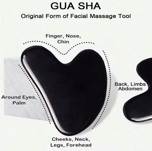 4-piece facial massage tool set including roller massager, ice bead roller and scraping board, with a toiletry bag