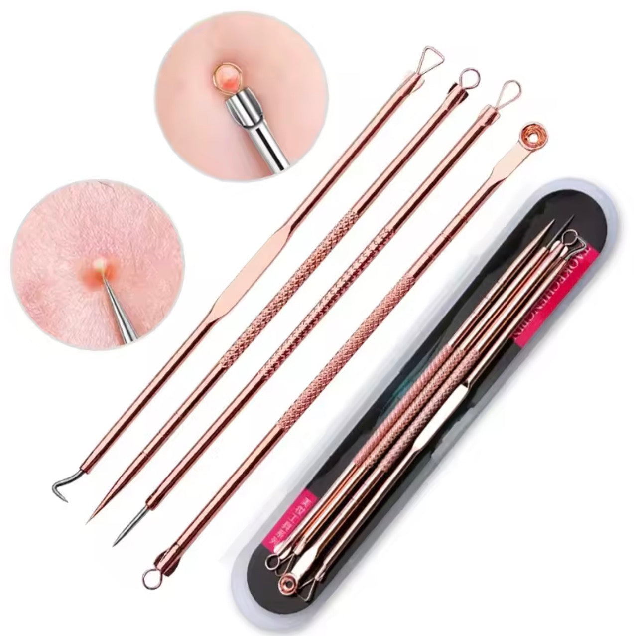 4pc/set Acne Blemish Remover Blackhead Extractor Ultra-fine Beauty Face Pore Cleaner Needles Set Acne Needle Facial Cleaner Skin